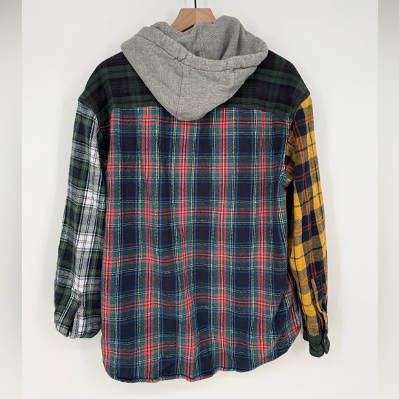 American Eagle Multi-Color Plaid Casual Shirt With Removable Hood Men's Size L - Picture 7 of 9